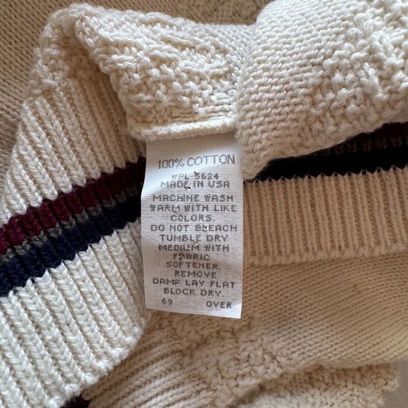 VTG 90s Carmel Mens XLT Ivory Embroidered Textured Sweater Golf Grandpa Dad‎ USA - Picture 9 of 12